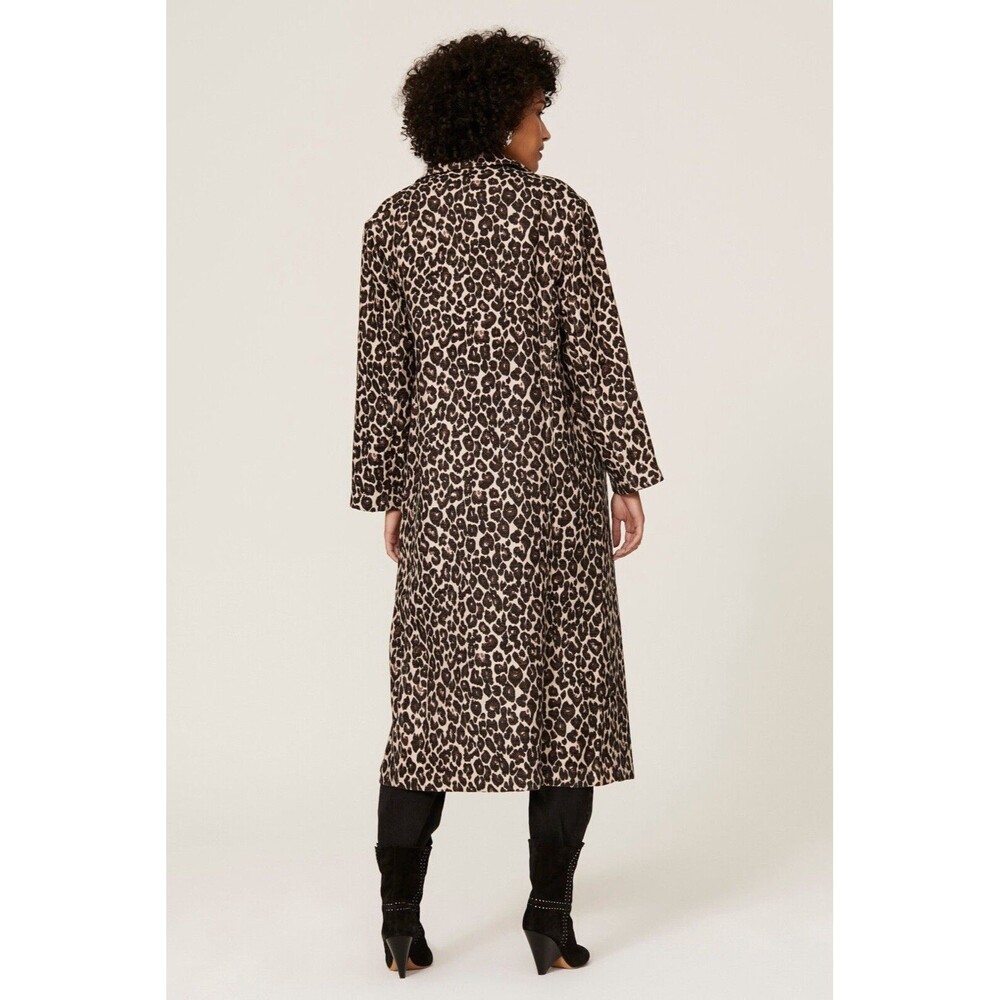 NWOT Victor Alfaro Womens Size XS Leopard Jacquard Long Coat Oversized Fit - Picture 3 of 12